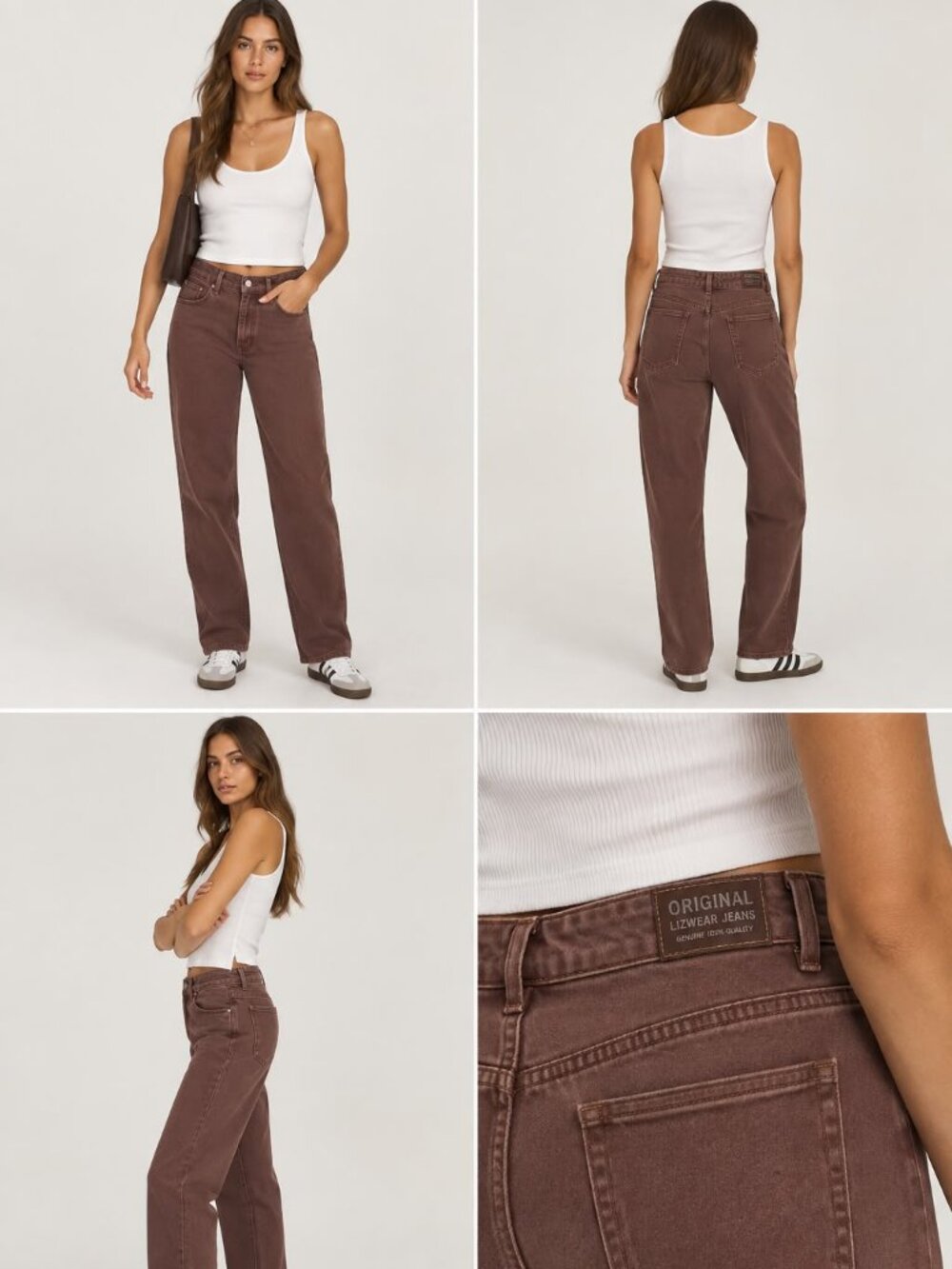 Liz Claiborne Lizwear Brown Straight Leg Stretch Jeans Women’s Size 6